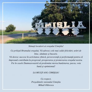 Mesaj de felicitare cu prilejul Hramului orașului Cimișlia