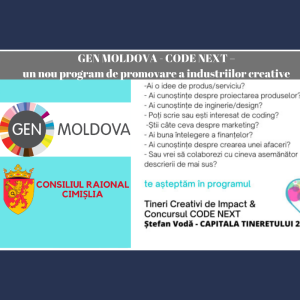 GEN MOLDOVA – CODE NEXT – un nou program de promovare a industriilor creative